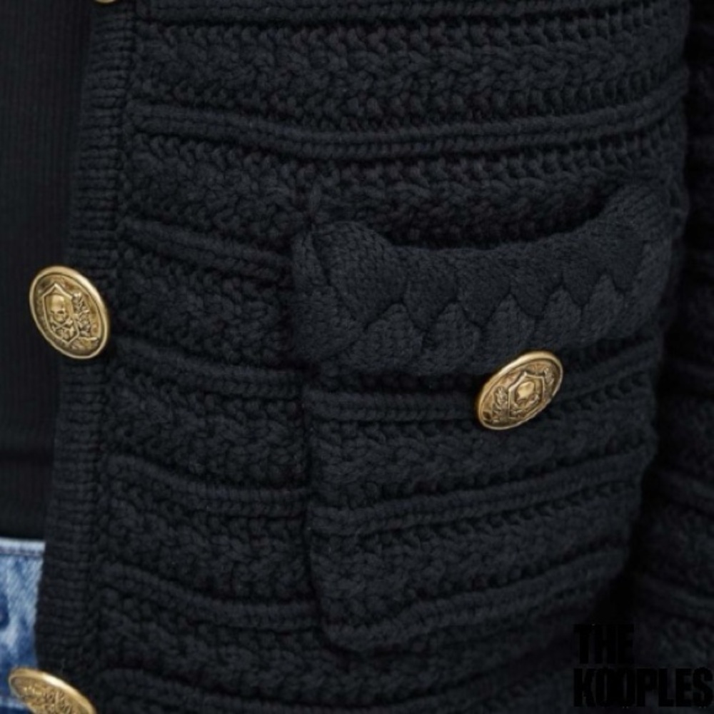 The Kooples **NWT** Round-Neck Long-Sleeve Ribbed Knitted Cardigan - Picture 6 of 13
